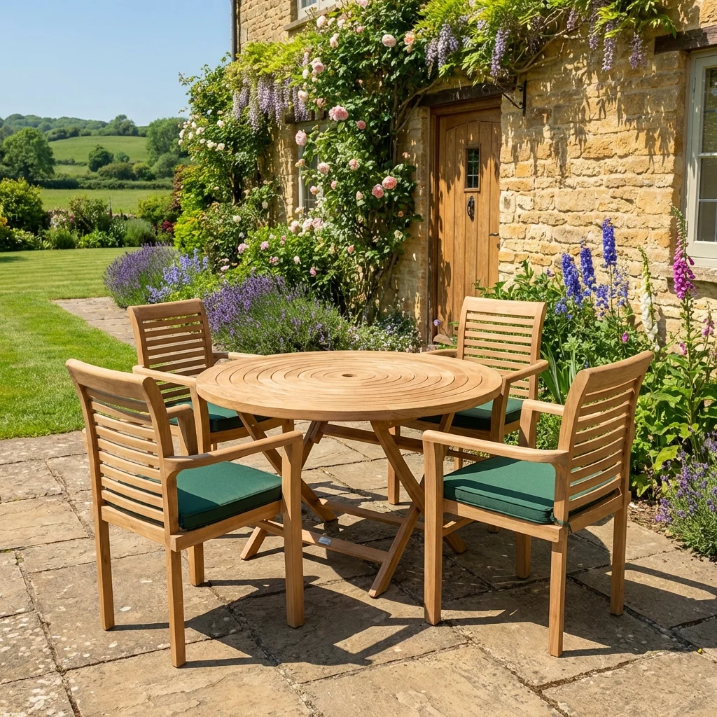 4 Seater Teak Round Dining Set